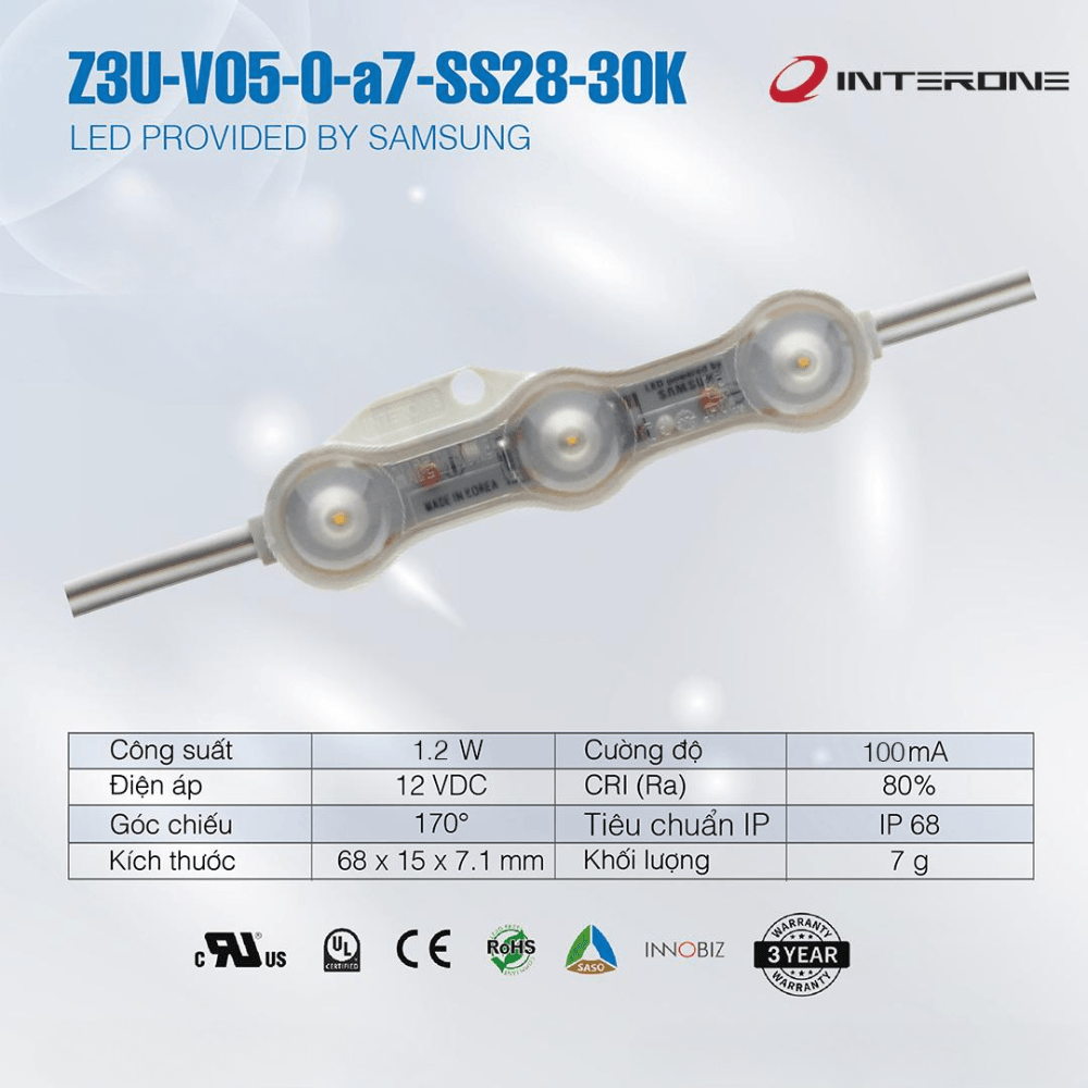 LED MODULE 3 BÓNG Z3U-V05-W-A7-SS28-30K