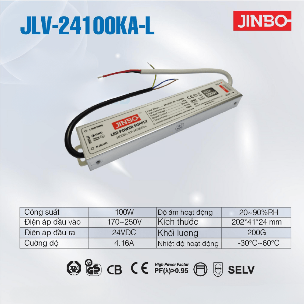 Nguồn Led Jinbo Chống Mưa 100W 24V