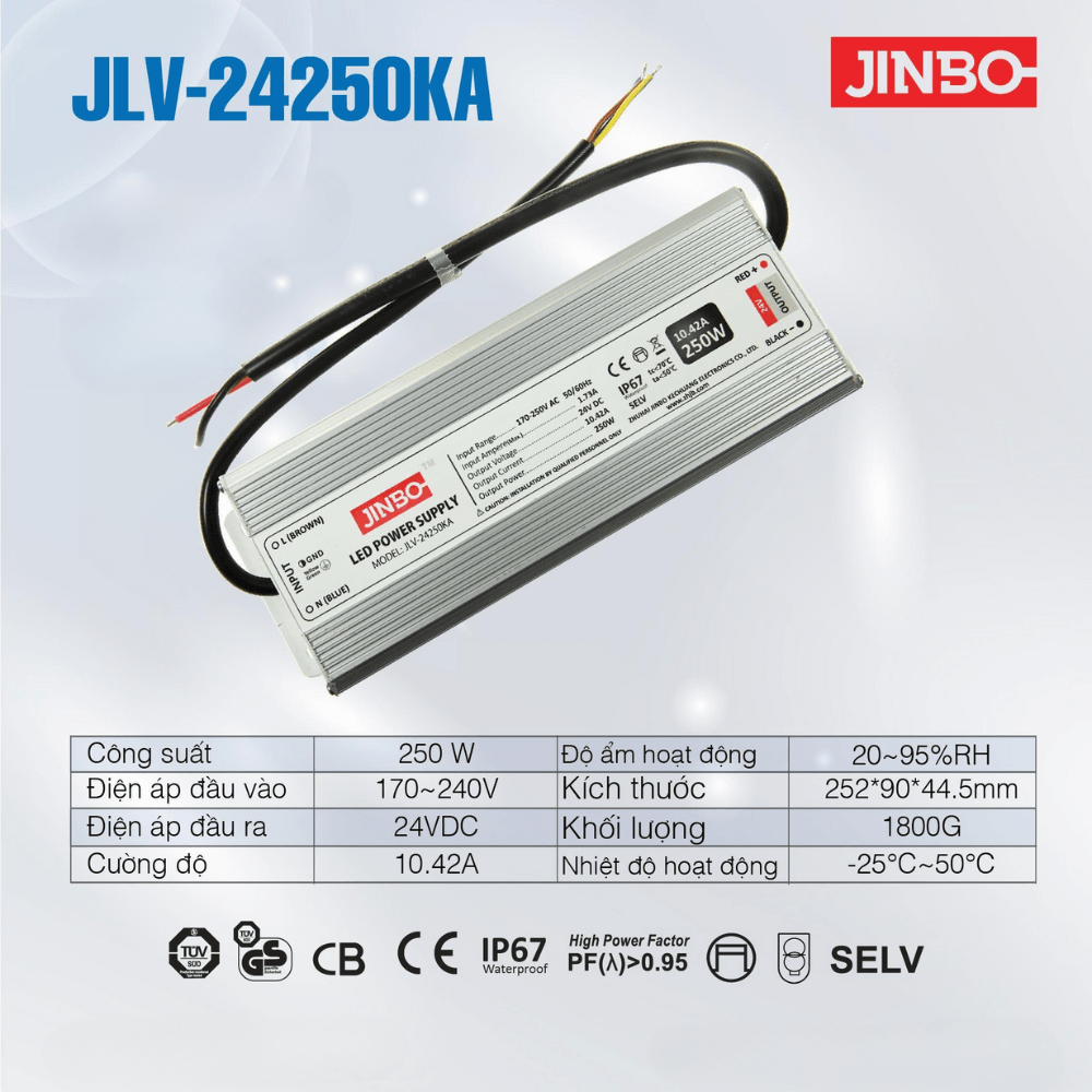 Nguồn Led Jinbo Chống Nước 250W 24V