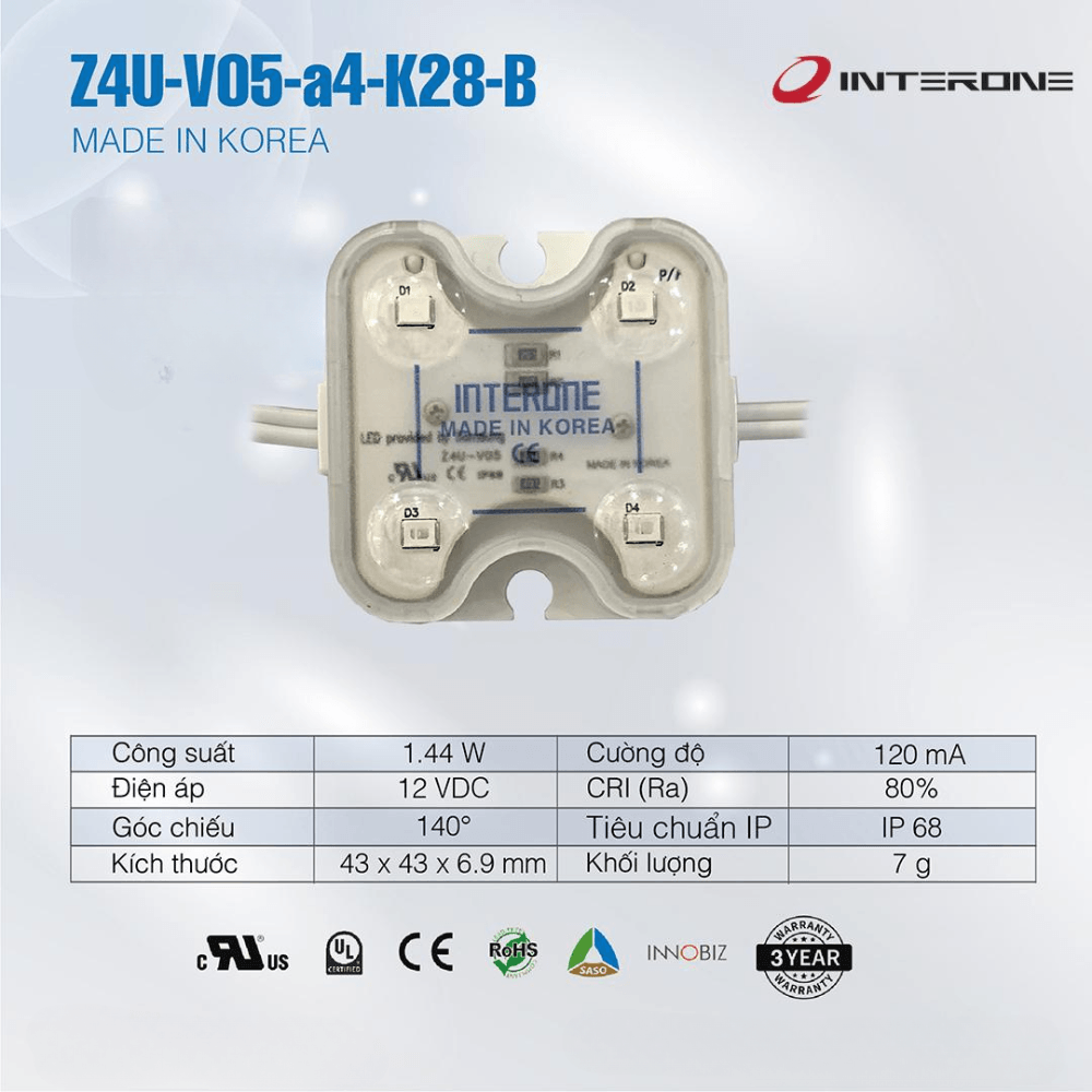 LED Hàn Quốc Interone 4 Bóng Xanh Dương