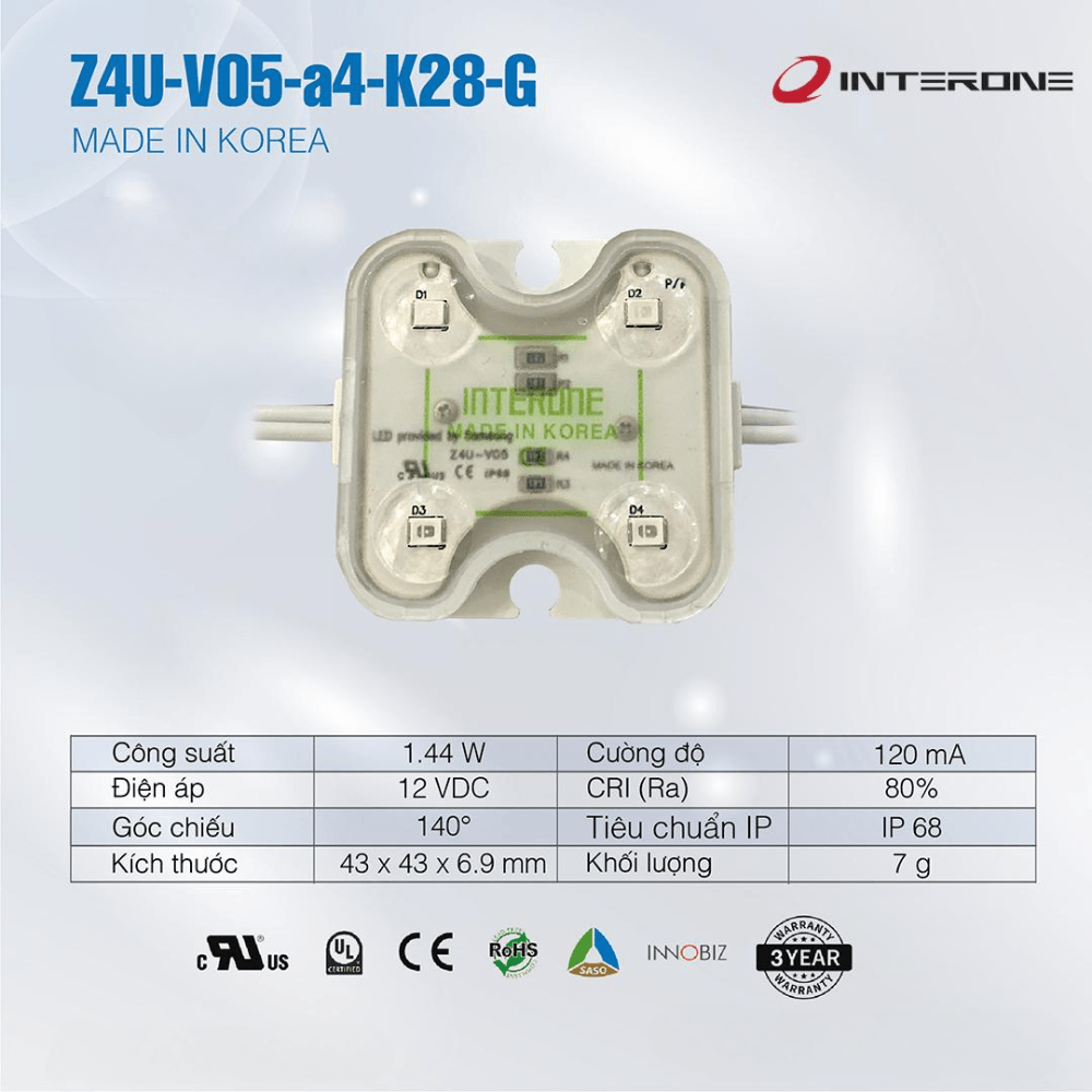 LED Hàn Quốc Interone 4 Bóng Xanh Lá