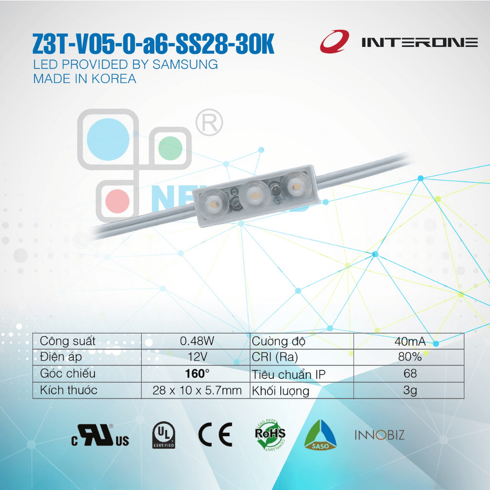 LED 3 Bóng INTERONE | Z3T-V05-O-a6-SS28-30K