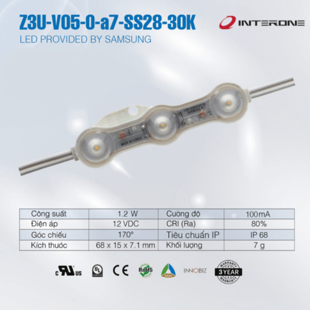 LED 3 Bóng INTERONE 30K | Z3U-V05-O-a7-SS28-30K