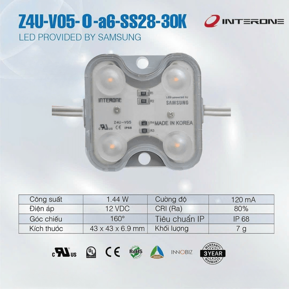 LED 4 Bóng INTERONE 30K | Z4U-V05-O-a6-SS28-30K