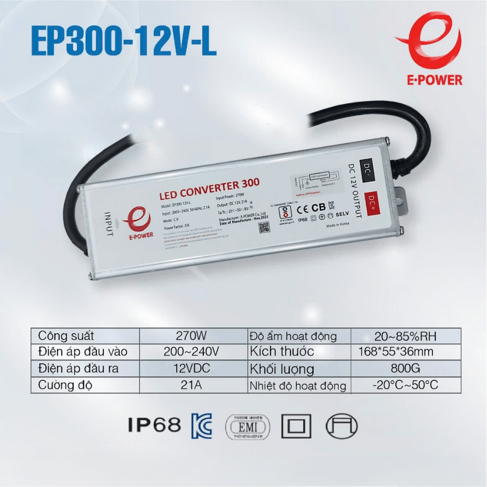 Nguồn LED EPOWER 300W 12V | EP300-12V-L