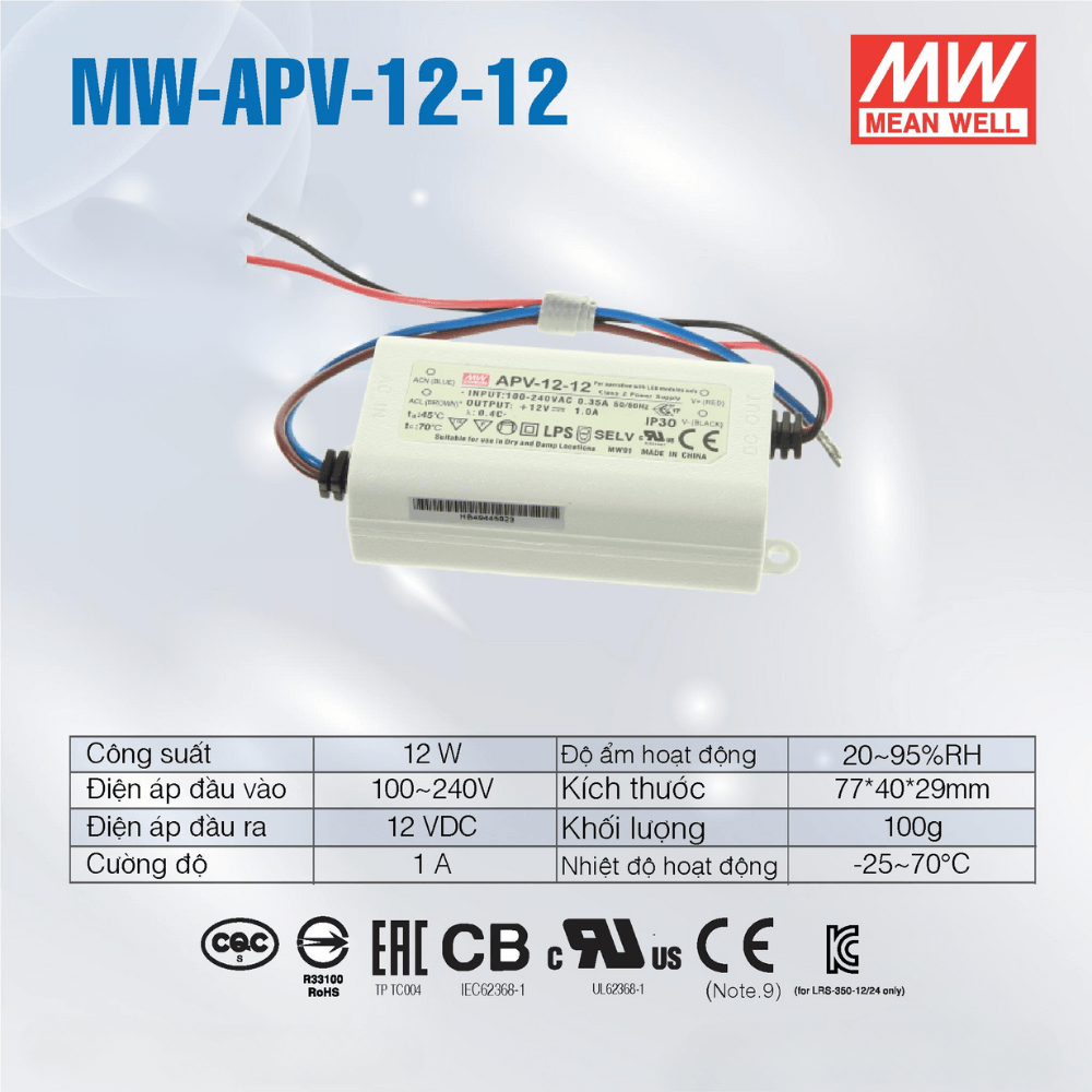 Nguồn LED Mean Well | MW-APV-12-12