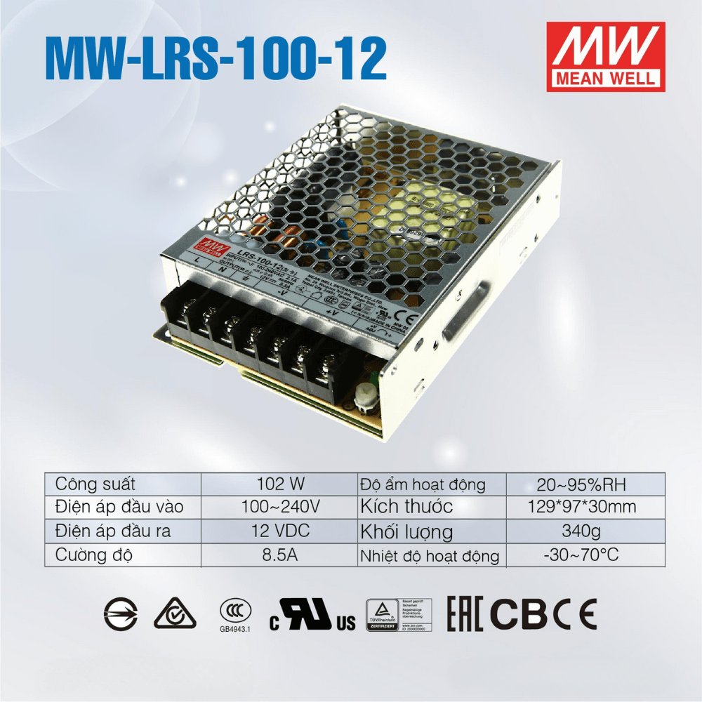 Nguồn Mean Well LRS 100W | MW-LRS-100-12