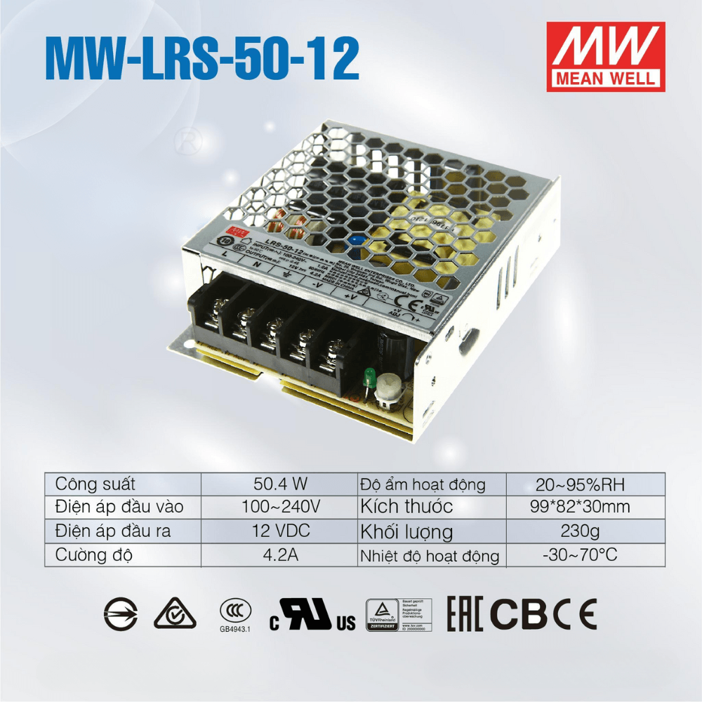 Nguồn Mean Well LRS 50W | MW-LRS-50-12